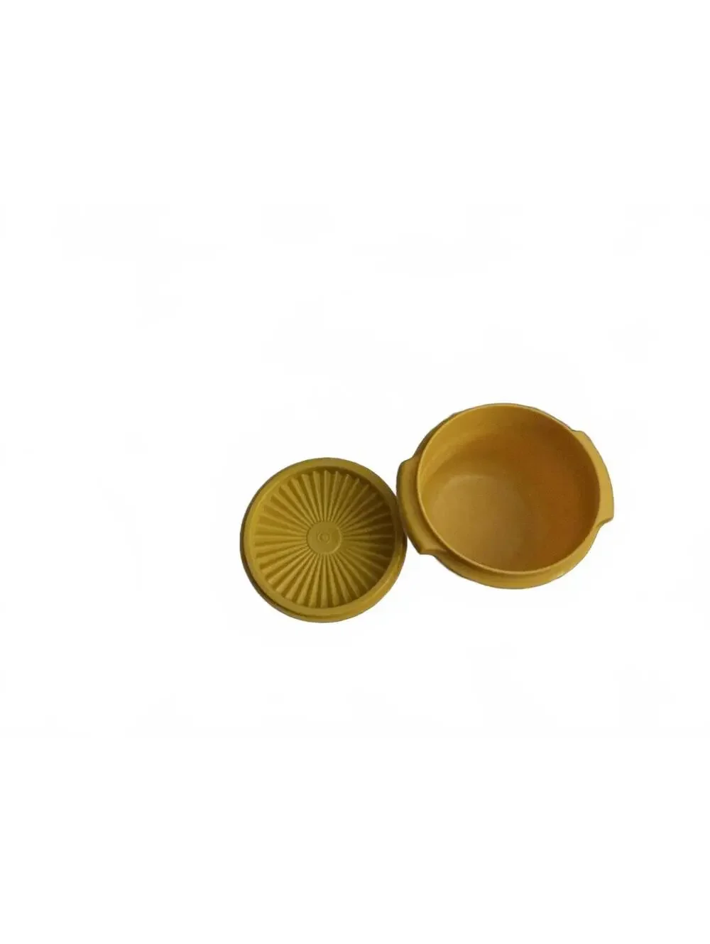 Round Mustard Yellow Plastic Container with Lid